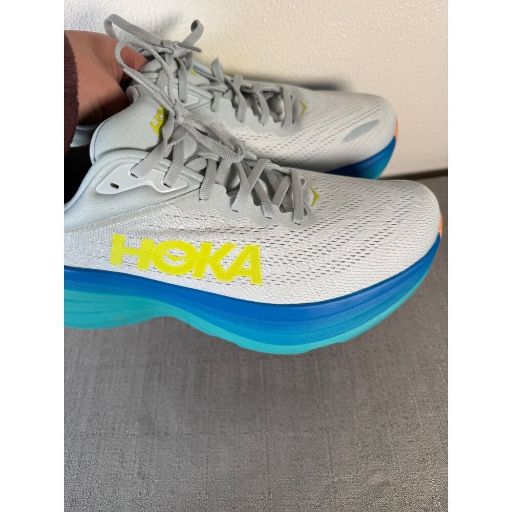 Hoka One One Bondi 8 Mens 11.5 D Ice Flow Bit Of Blue Running Shoes Walking New - Picture 12 of 14